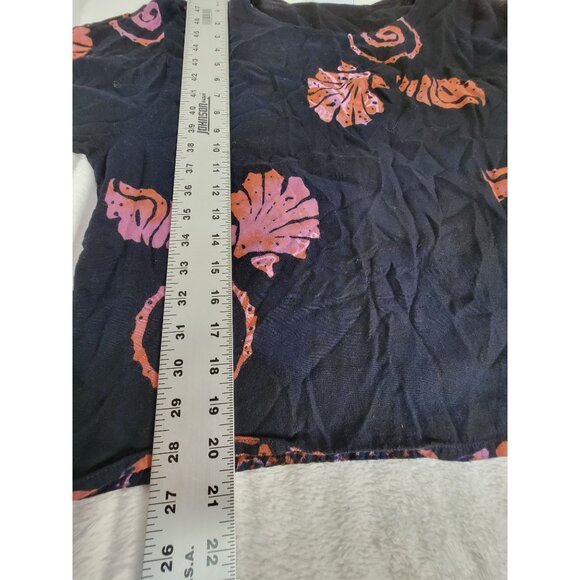 Eden Rising Womens Shell Print Long Sleeve Top Size Medium Black Orange Rayon - Picture 8 of 8